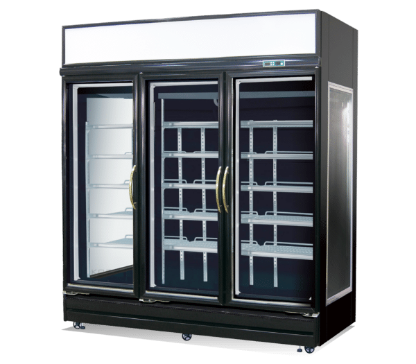 3-doors Floral Display Showcase, Energy Efficient Chiller, Black Frame