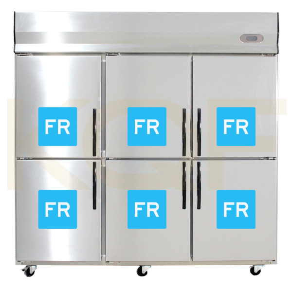 YUDA Commercial Upright freezer, Stainless steel, 6 doors